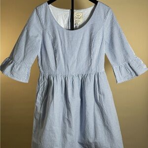 Hope & Henry Light Blue Striped Organic Cotton Dress Size 8